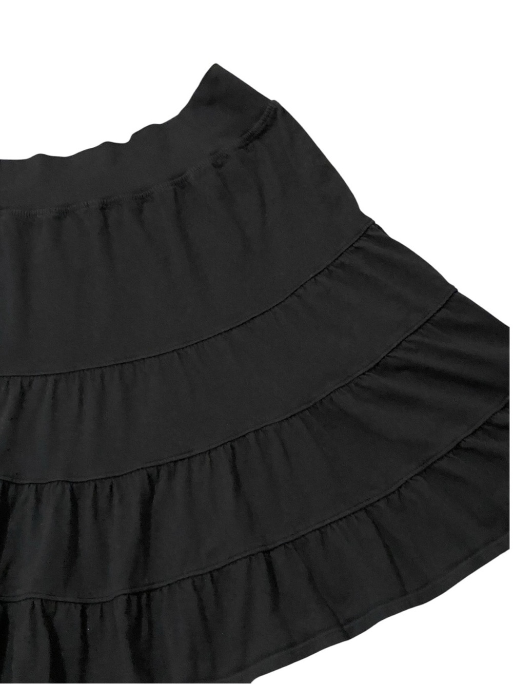 Fresh Produce Cotton Tiered Ruffle Skirt S Black Pull On Boho Beach Coastal - Picture 5 of 9